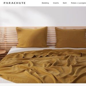 Parachute linen flat queen sheet in discontinued OCHRE